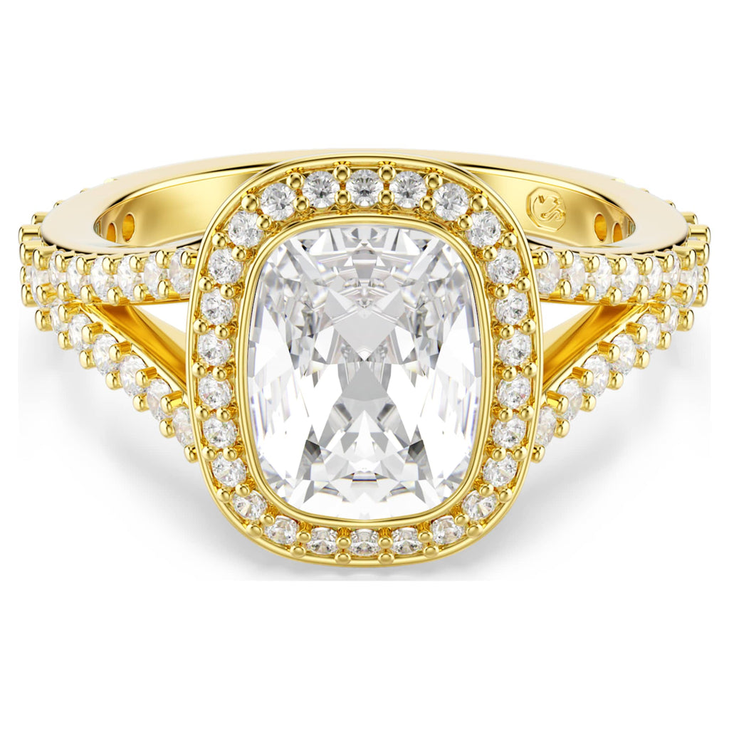 Swarovski Una Angelic ring with white cushion-cut accents and an 18K gold finish