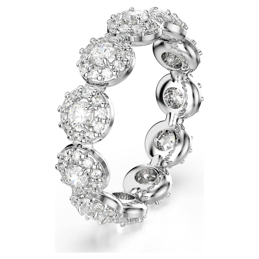 Swarovski Una Angelic ring with white round-cut accents and rhodium plating