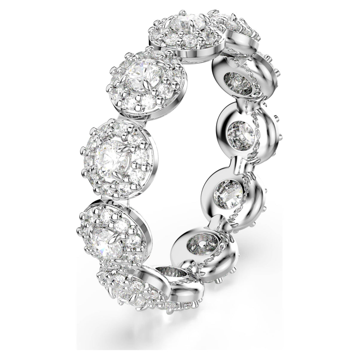 Swarovski Una Angelic ring with white round-cut accents and rhodium plating