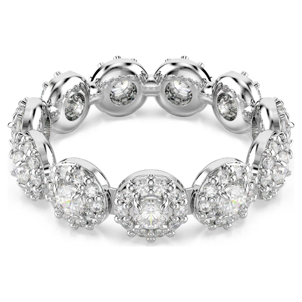 Swarovski Una Angelic ring with white round-cut accents and rhodium plating