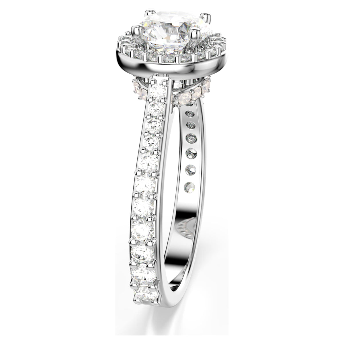 Swarovski Una Angelic ring Round cut, White, Silver-tone finish