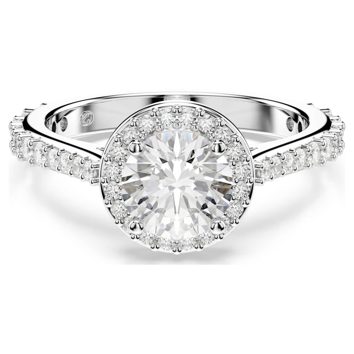Swarovski Una Angelic ring Round cut, White, Silver-tone finish