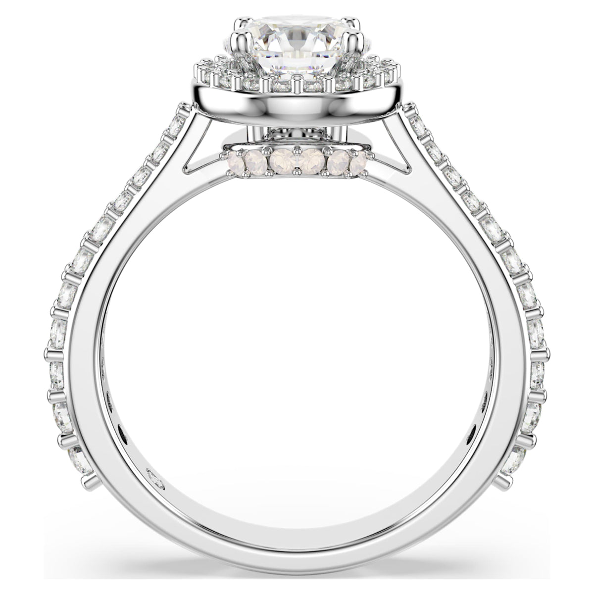 Swarovski Una Angelic ring Round cut, White, Silver-tone finish