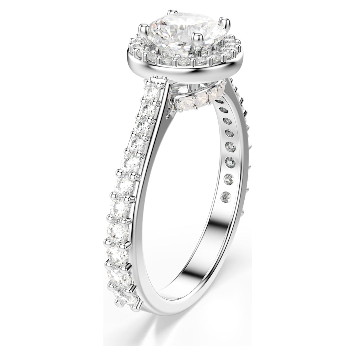 Swarovski Una Angelic ring Round cut, White, Silver-tone finish