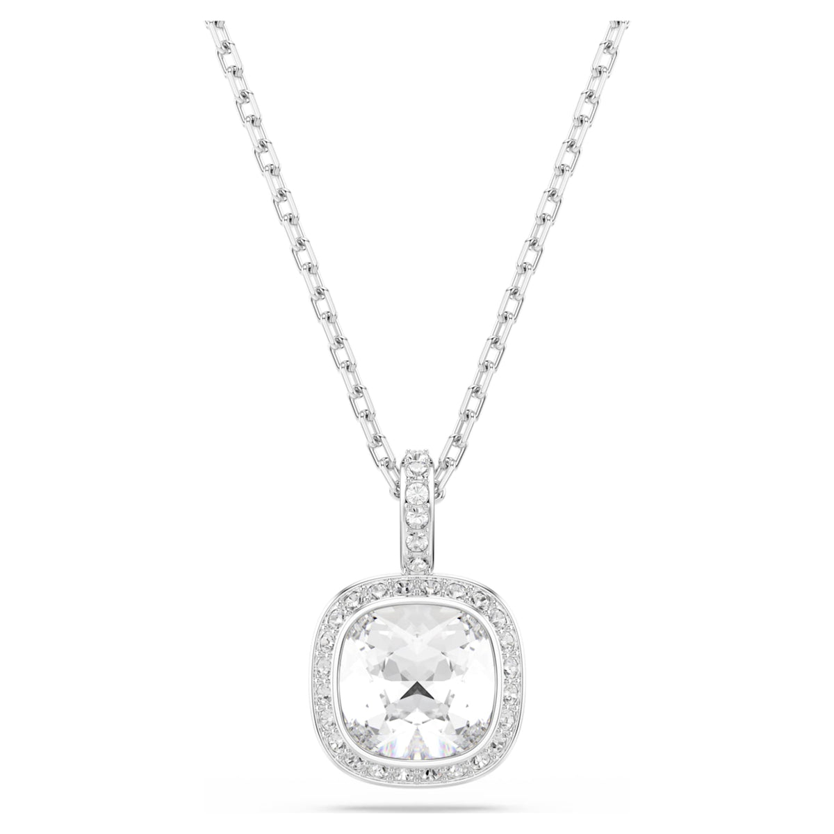 Swarovski Una Angelic set Cushion cut, White, Rhodium plated