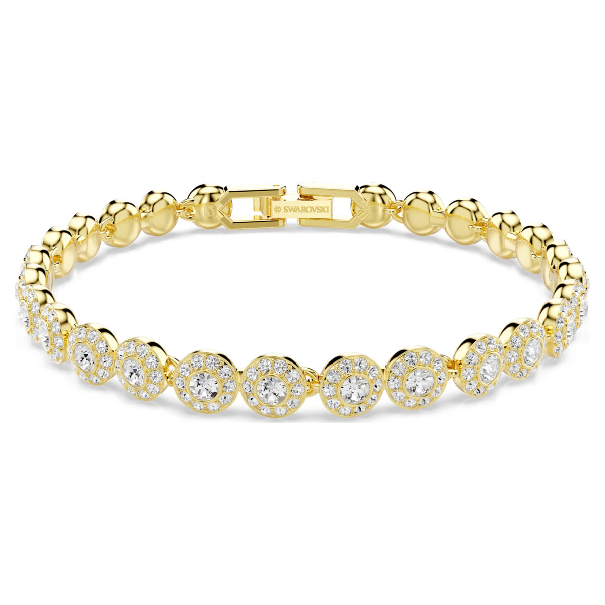 Swarovski Una Angelic set with white round-cut accents and an 18K gold finish