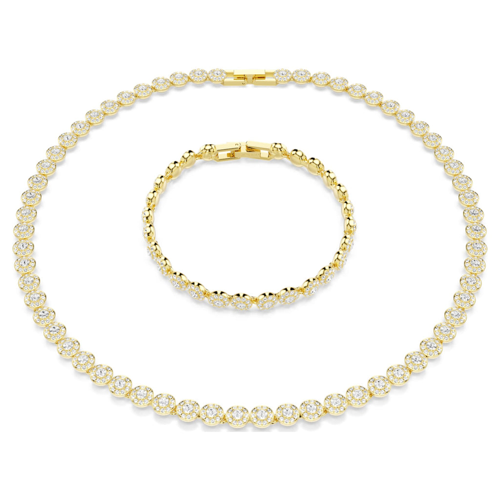 Swarovski Una Angelic set with white round-cut accents and an 18K gold finish