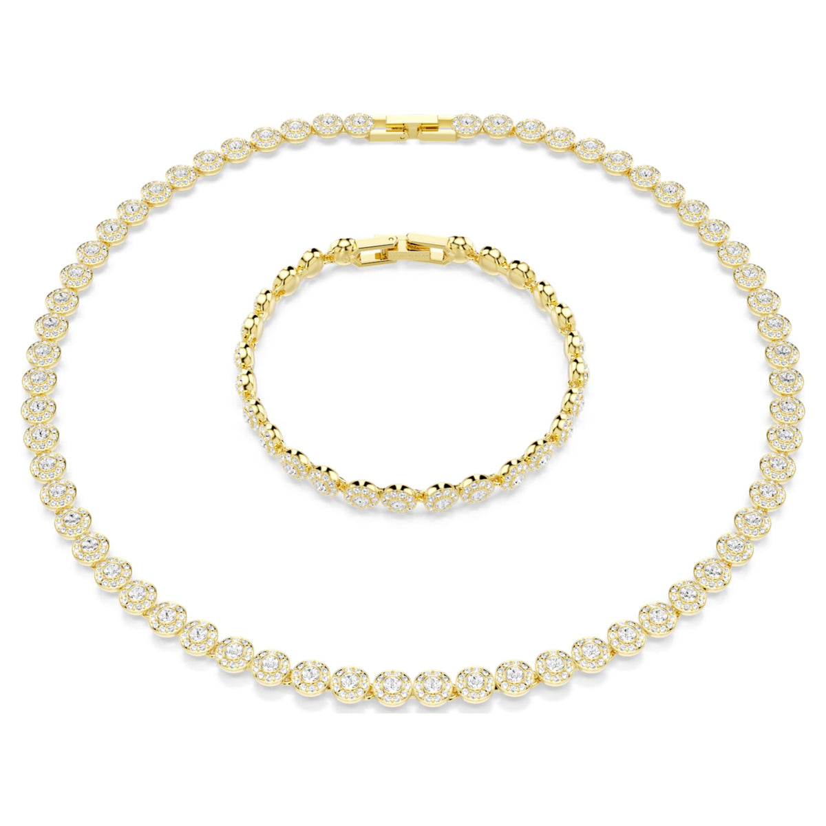 Swarovski Una Angelic set with white round-cut accents and an 18K gold finish