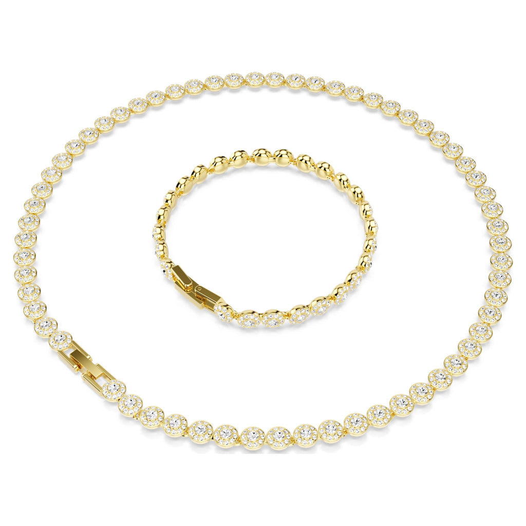 Swarovski Una Angelic set with white round-cut accents and an 18K gold finish
