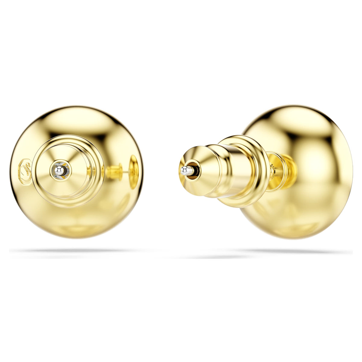 Swarovski Una Angelic stud earrings Round cut, Caramel, 18K gold finish