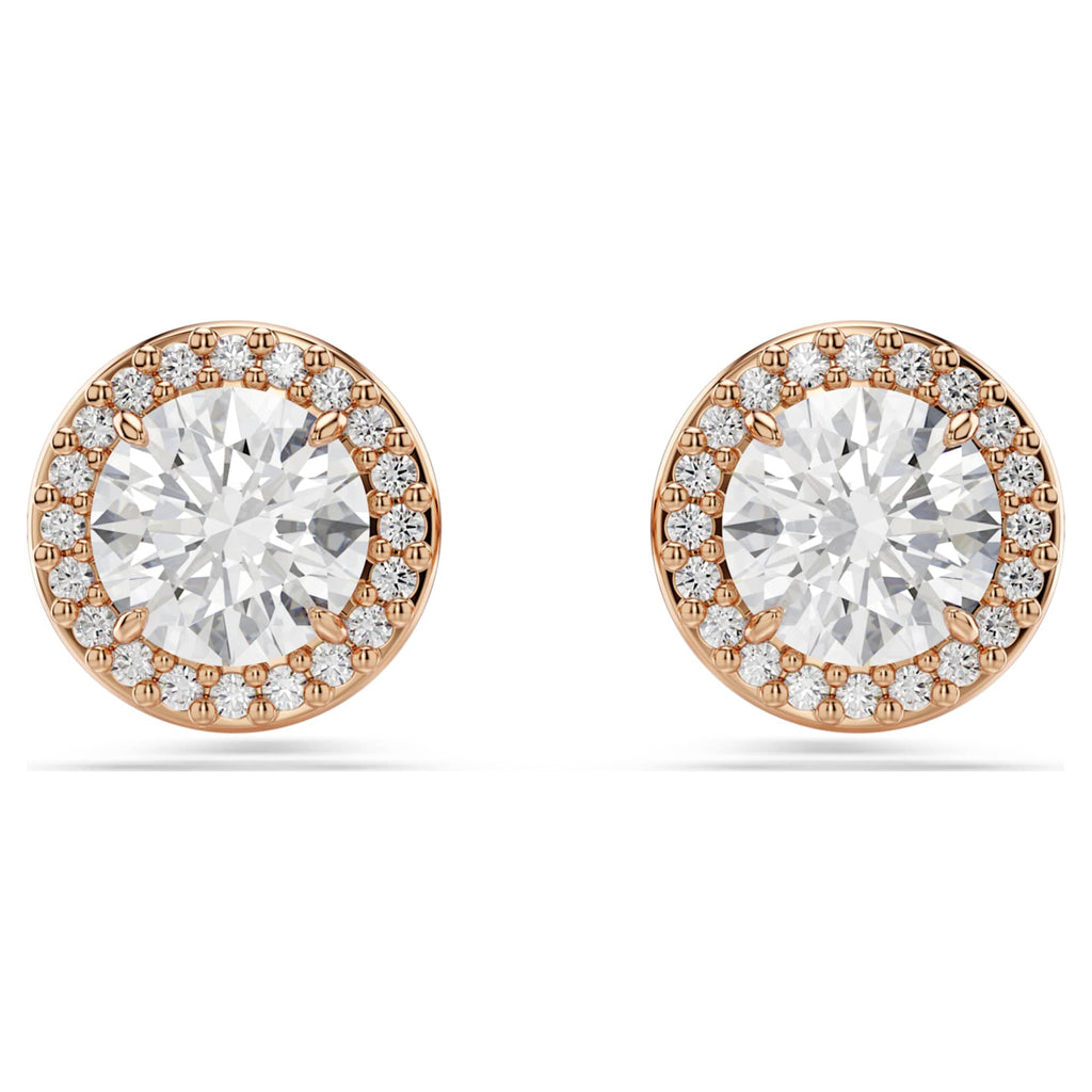 Swarovski Una Angelic stud earrings with white round-cut accents and an 18K rose gold finish
