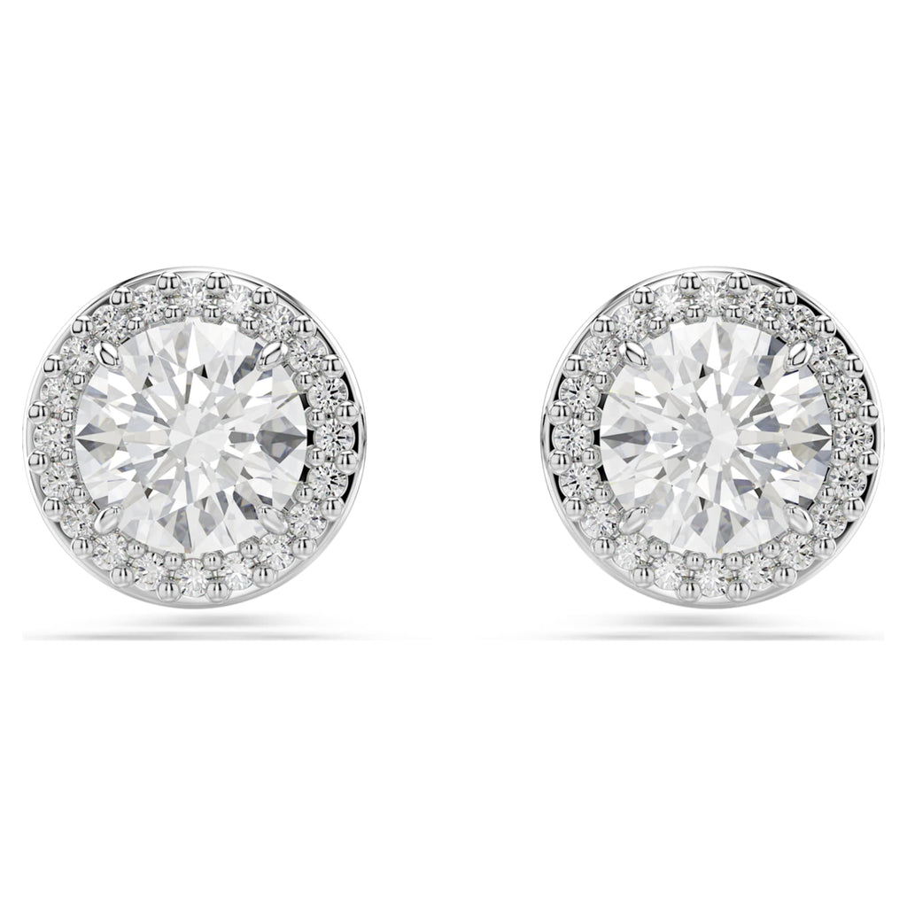 Swarovski Una Angelic stud earrings with white round-cut accents and rhodium plating