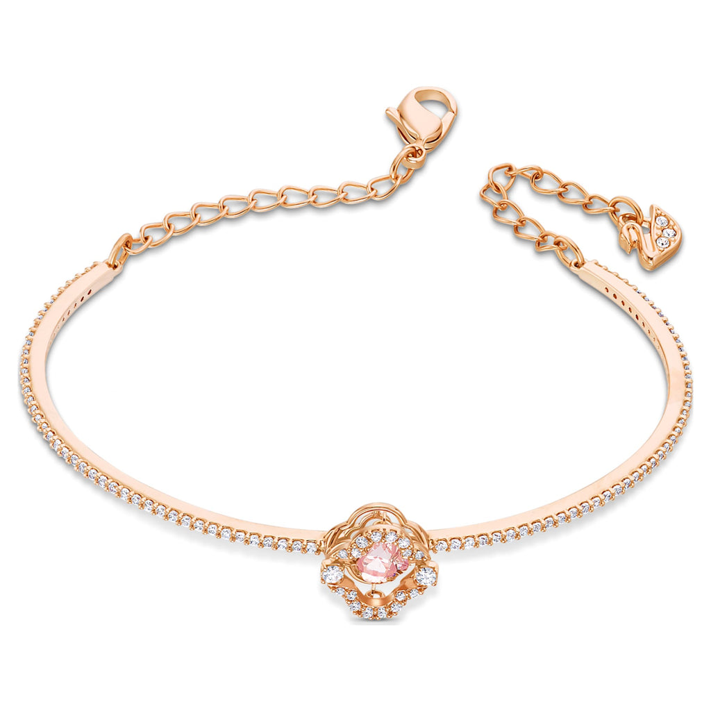 Swarovski Una bangle featuring a clover motif with pink accents and an 18K rose gold finish