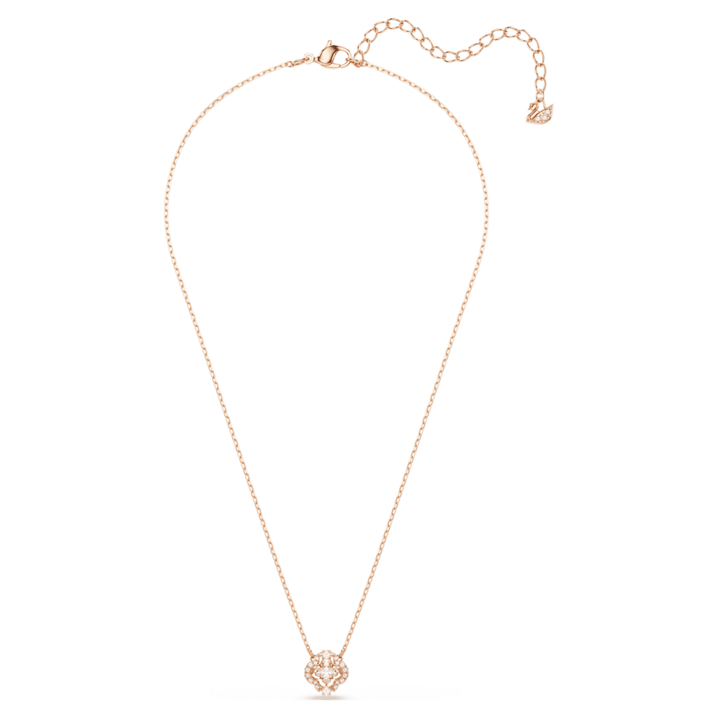 Swarovski Una necklace featuring a clover motif with pink accents and an 18K rose gold finish