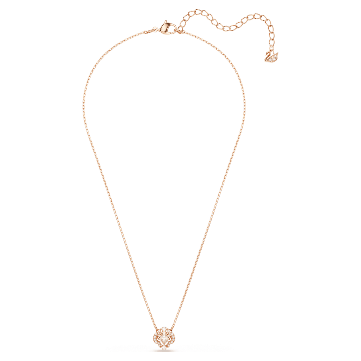 Swarovski Una necklace featuring a clover motif with pink accents and an 18K rose gold finish