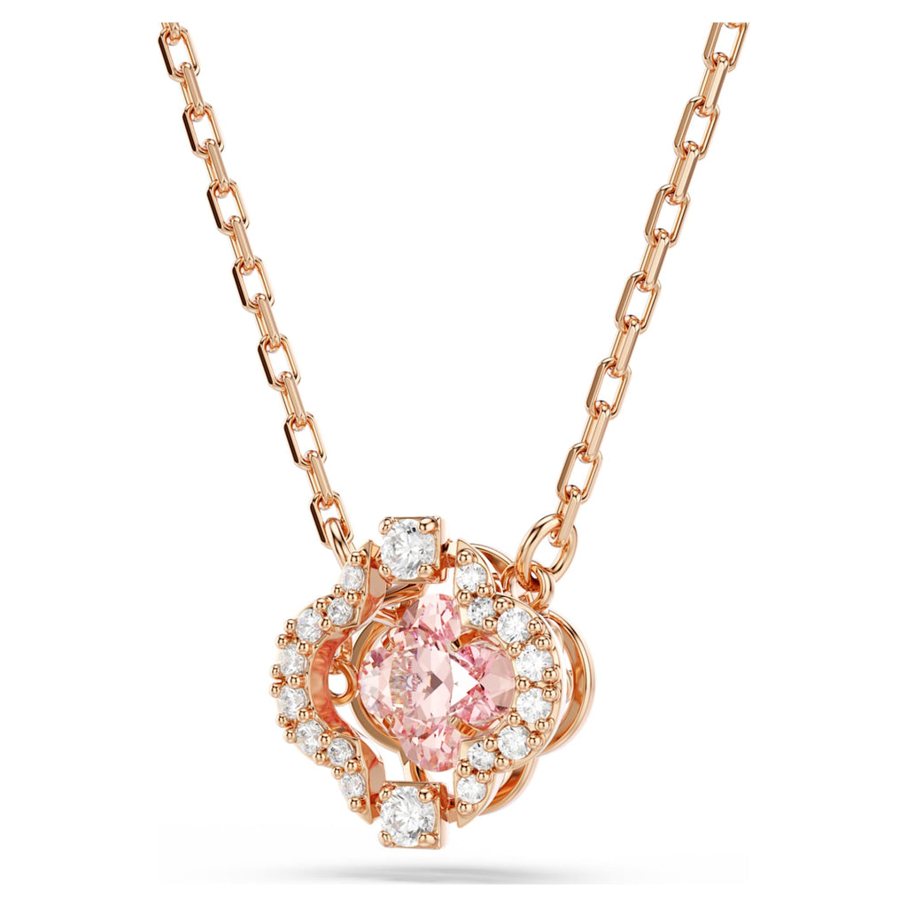 Swarovski Una necklace featuring a clover motif with pink accents and an 18K rose gold finish