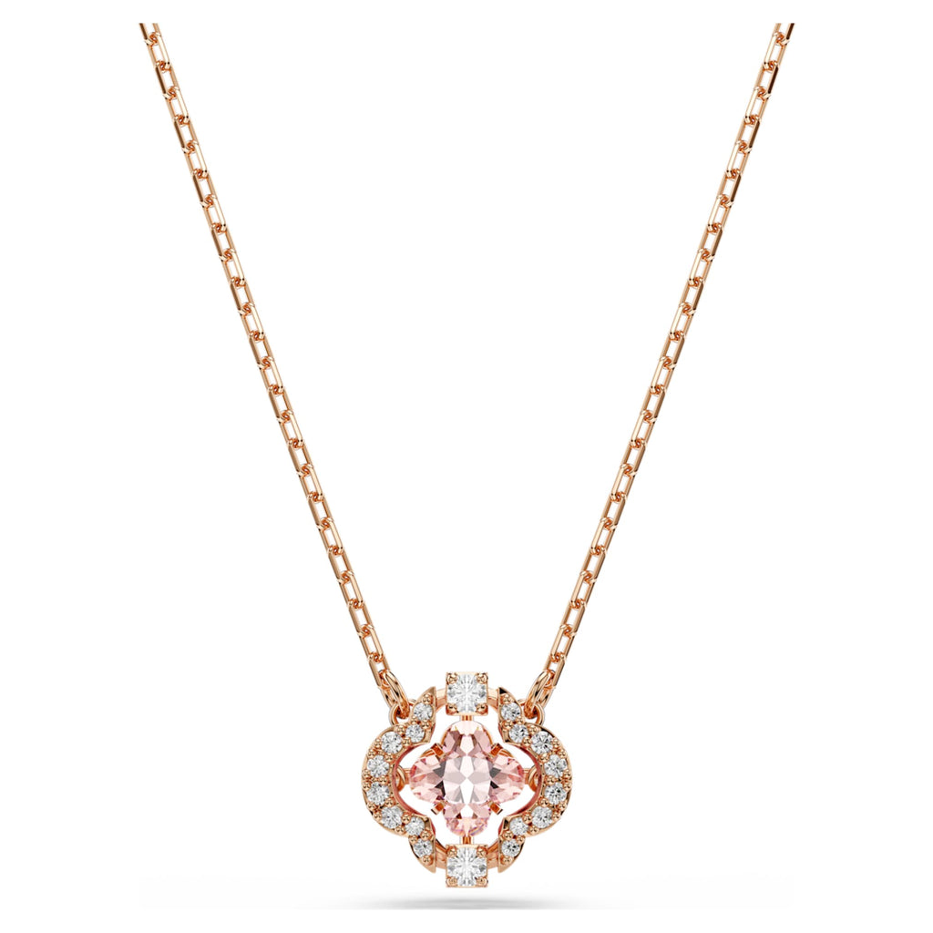 Swarovski Una necklace featuring a clover motif with pink accents and an 18K rose gold finish