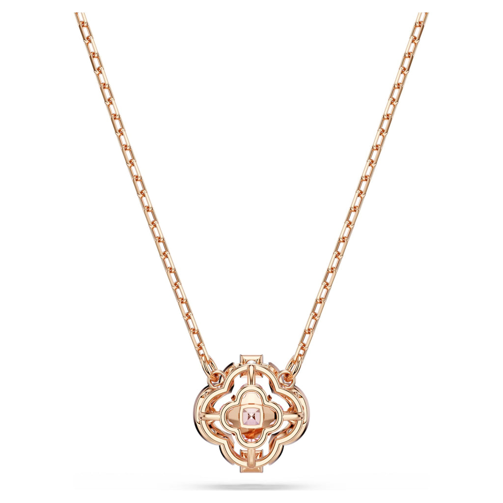 Swarovski Una necklace featuring a clover motif with pink accents and an 18K rose gold finish