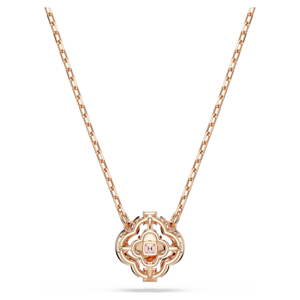 Swarovski Una necklace featuring a clover motif with pink accents and an 18K rose gold finish