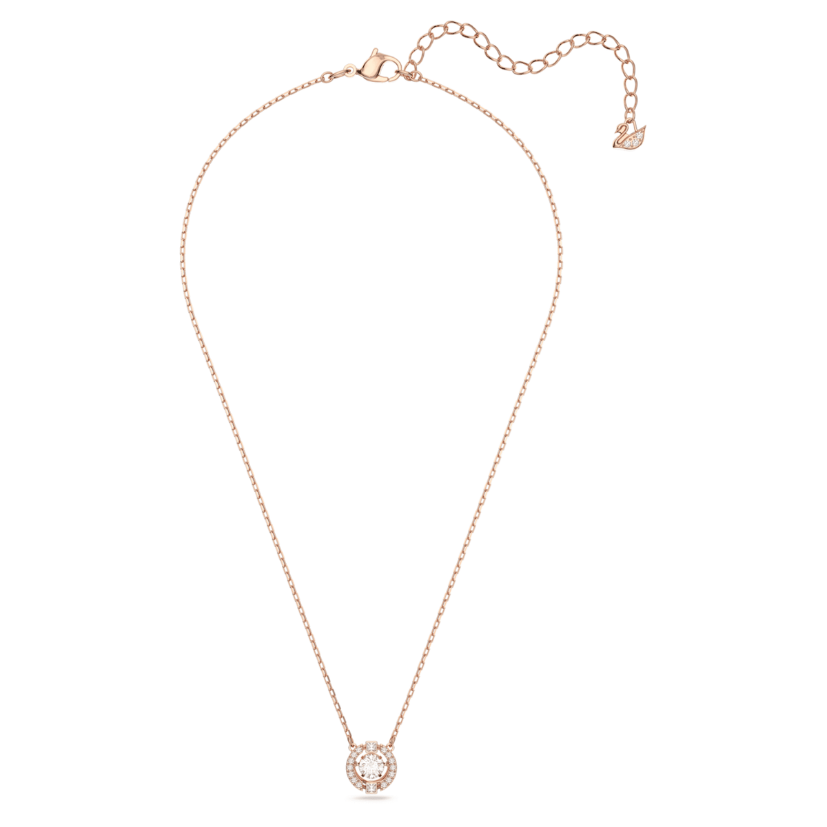 Swarovski Una necklace with white round-cut accents and an 18K rose gold finish