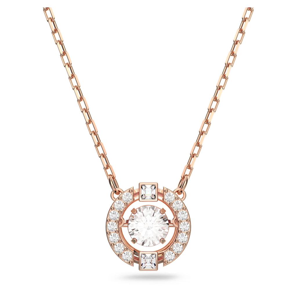 Swarovski Una necklace with white round-cut accents and an 18K rose gold finish