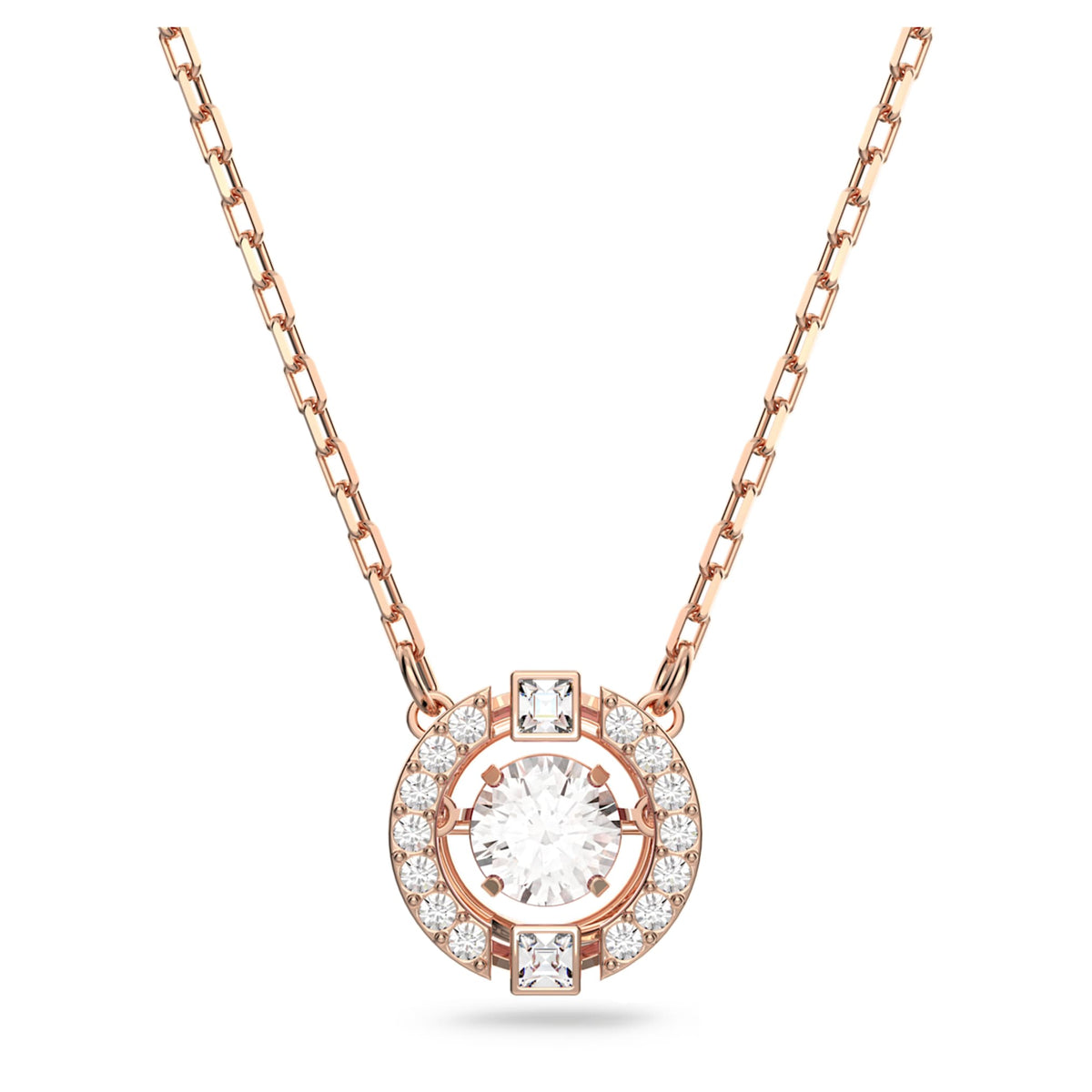 Swarovski Una necklace with white round-cut accents and an 18K rose gold finish
