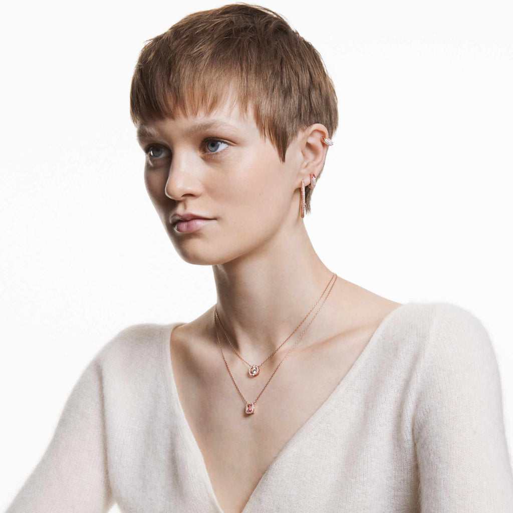 Swarovski Una necklace with white round-cut accents and an 18K rose gold finish