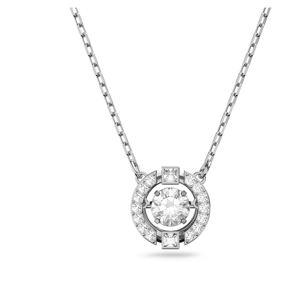 Swarovski Una necklace with white round-cut accents and rhodium plating