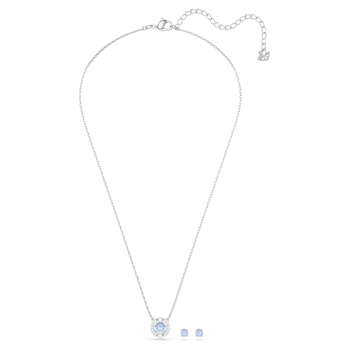 Swarovski Una set with blue round-cut accents and rhodium plating