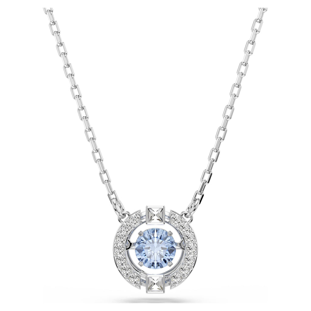 Swarovski Una set with blue round-cut accents and rhodium plating