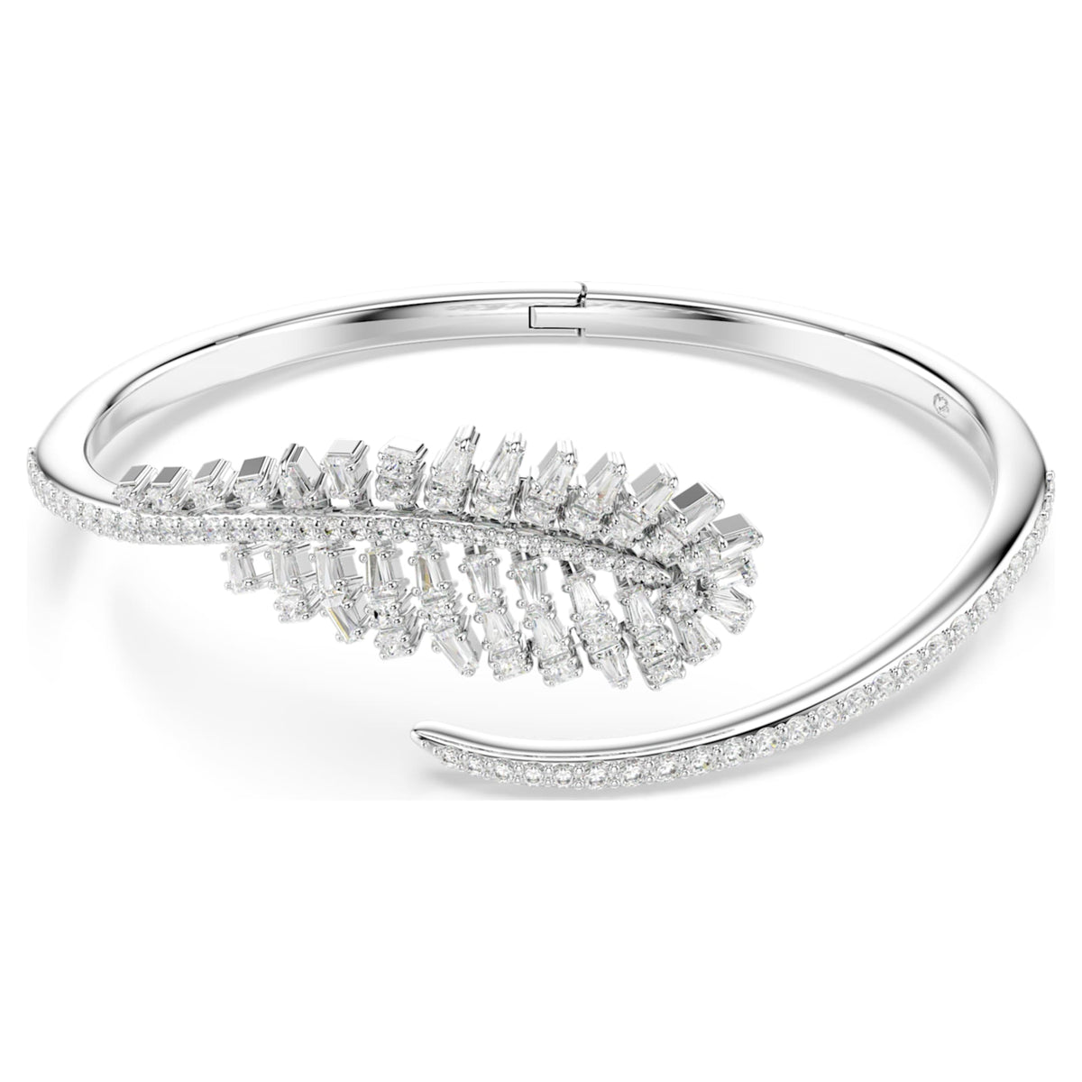 Swarovski Vienna bangle Mixed cuts, Feather, White, Rhodium plated