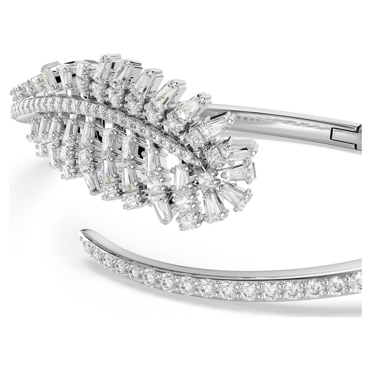 Swarovski Vienna bangle Mixed cuts, Feather, White, Rhodium plated