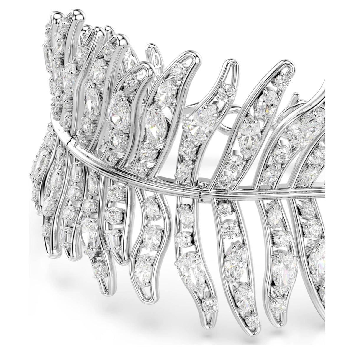 Swarovski Vienna bracelet Mixed cuts, Feather, White, Rhodium plated