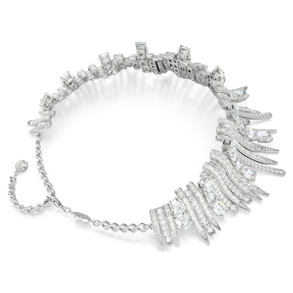 Swarovski Vienna choker with white mixed-cut accents and rhodium plating