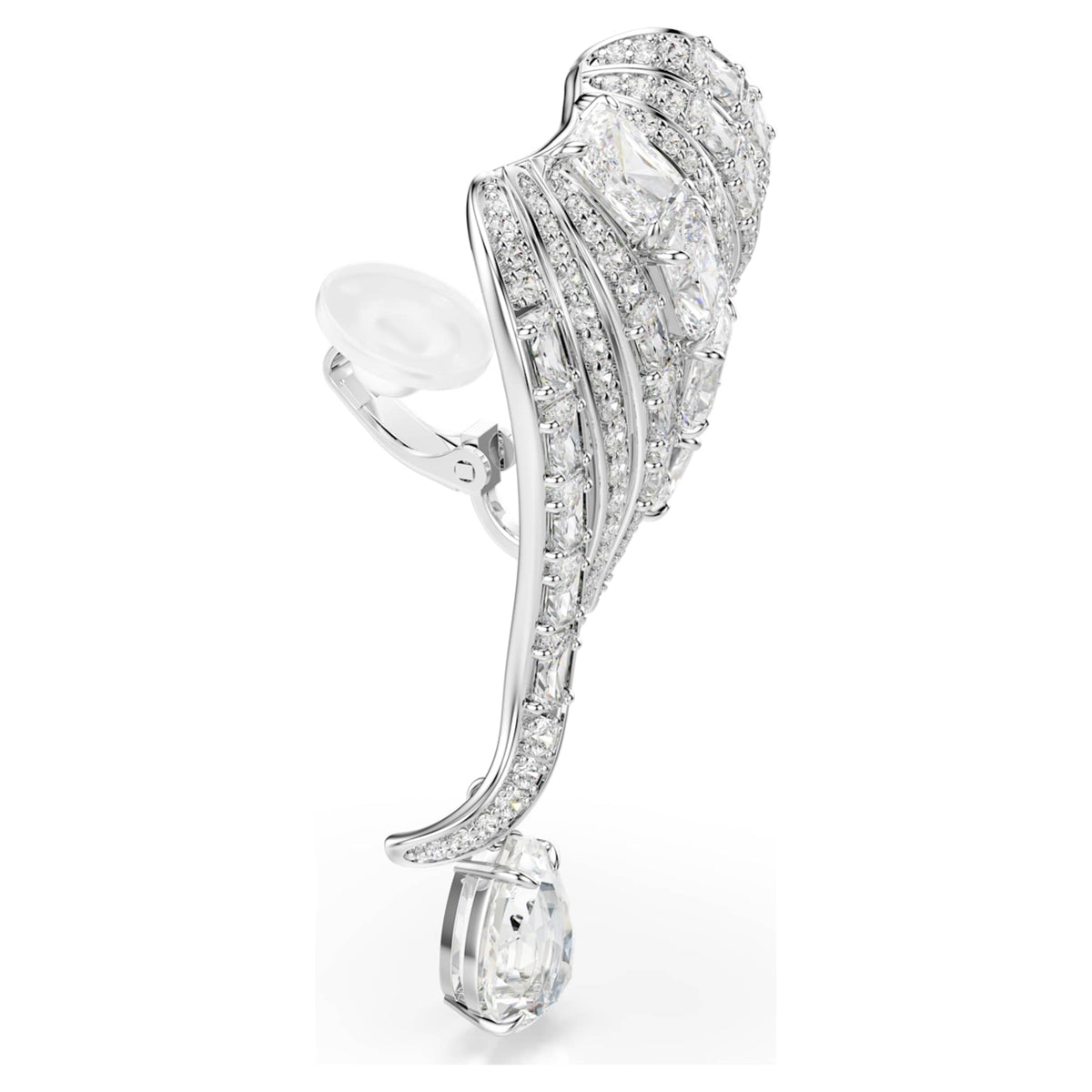 Swarovski Vienna clip earrings Mixed cuts, Swan, White, Rhodium plated